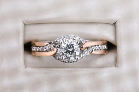 19K White and Rose Gold Canadian Diamond 0.600ct Engagement Ring