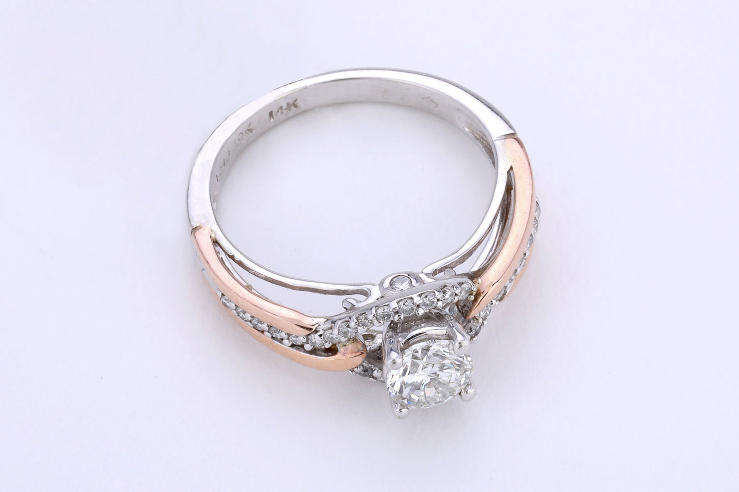 19K White and Rose Gold Canadian Diamond 0.600ct Engagement Ring