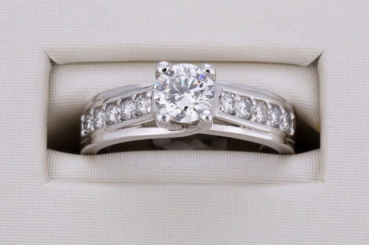 14K White Gold 1 ctw Diamond Engagement Ring
